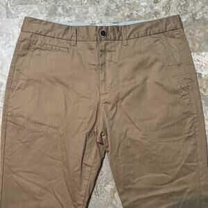 Perk Feel Good Chino Pants Mens 34x30 (Fits 34x29) Brown Khaki Slim Fit Stretch